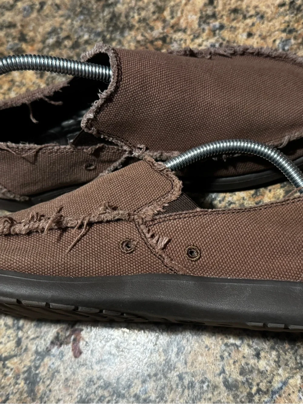 Crocs Santa Cruz Men’s Size 9 Brown Loafers Frayed Canvas Slip-On Shoes Boat
